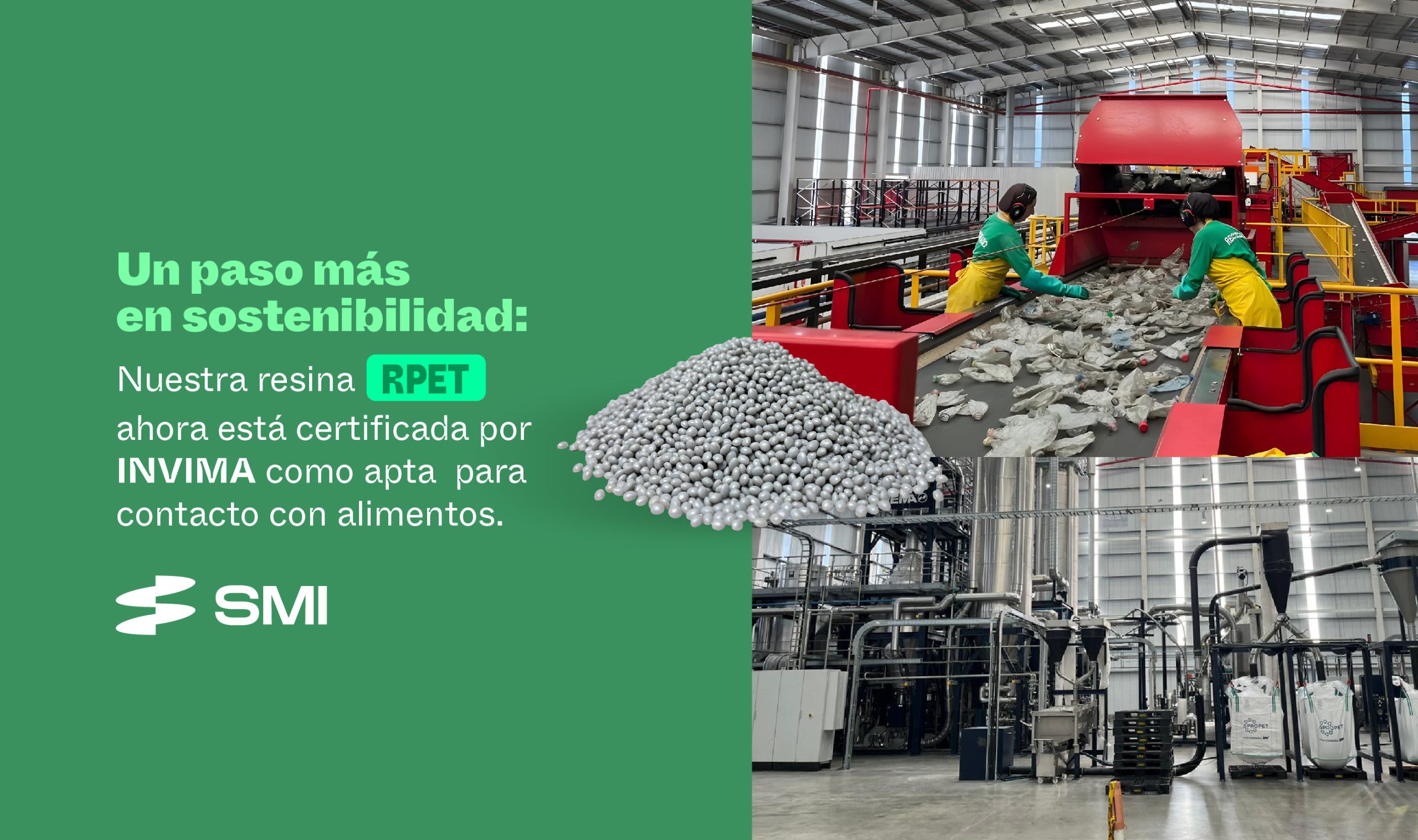 Nuestra resina rPET ahora está certificada por INVIMA como apta para contacto por alimentos